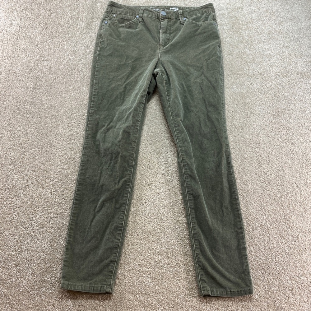 Seven7 Corduroy Pants Womens 8 Olive Green Ultra High Skinny Stretch 5-Pocket